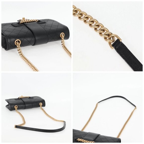 CHANEL Matelasse Chain Shoulder Bag Leather Black Gold CC Auth 118140AM - Picture 16 of 16